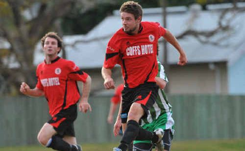 Nick Lambert scored twice for Coffs United on Tuesday night. Nick Lambert scored twice for Coffs United on Tuesday night.